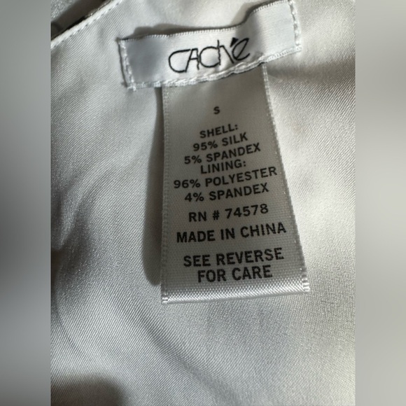 Vintage CACHE Y2K One shoulder top SILK Blouse 
Black and White Size Small - Picture 6 of 12